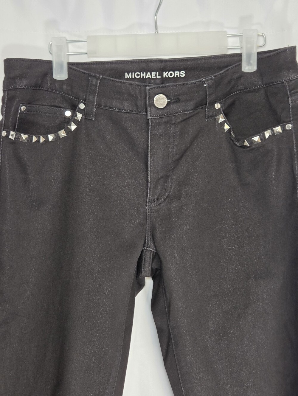 Michael Kors Skinny Black Denim Jeans Women's 8 Stud Detail